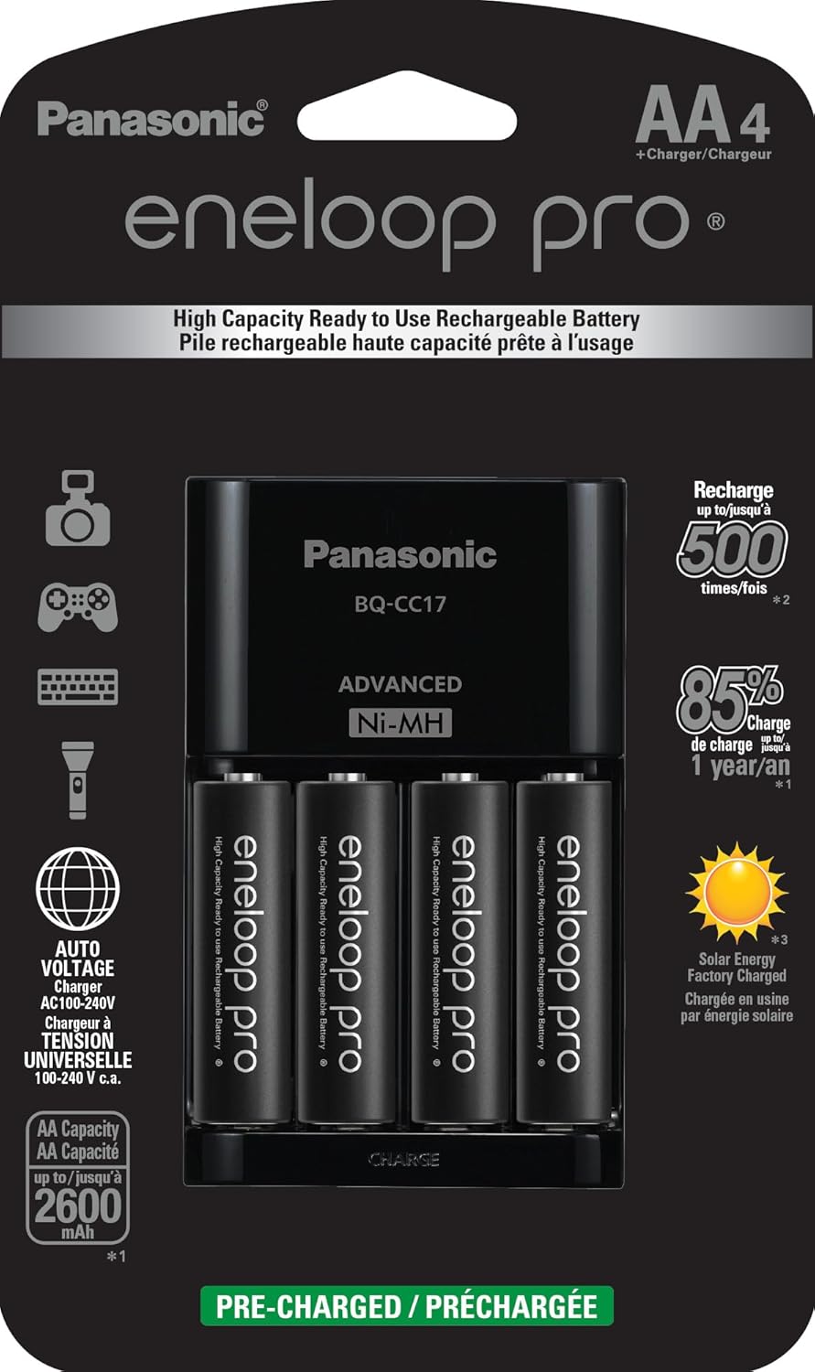 Charger + 4 AA eneloop Pro