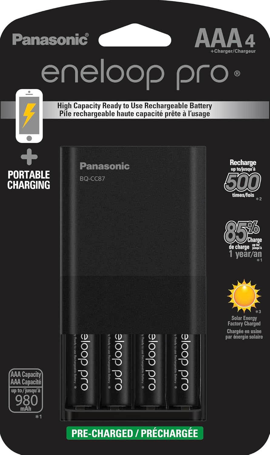 Portable Charger + 4 AAA eneloop Pro