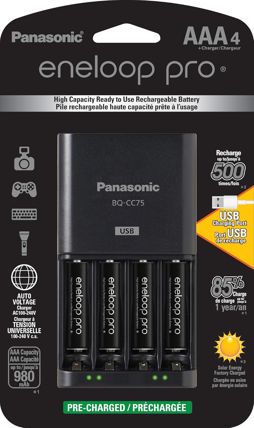 USB Charger + 4 AAA eneloop Pro