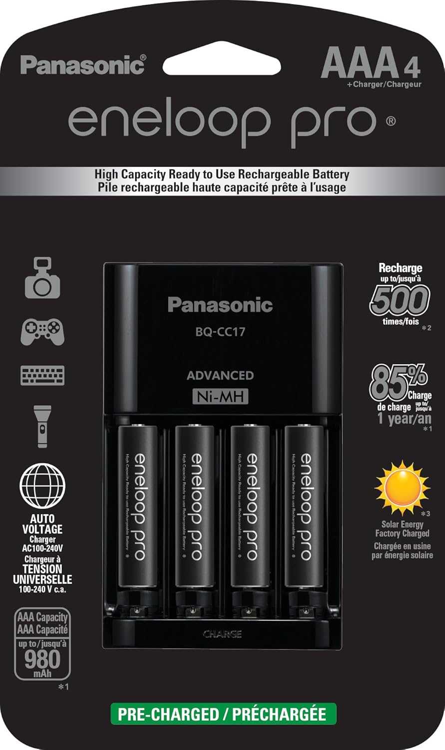 Charger + 4 AAA eneloop Pro
